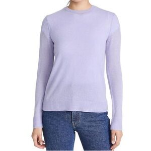 THEORY Women's Crew Neck Pullover Cashmere Sweater in Pale Lilac Purple Medium